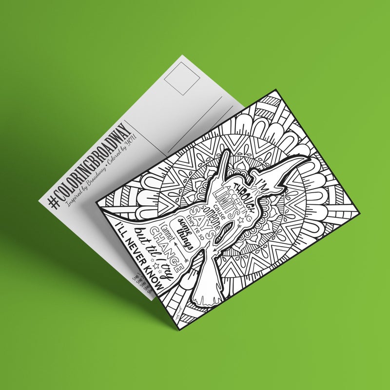Coloring Broadway - Wicked Inspired Coloring Postcards (Set of 4), Defying Gravity Musical Theater Merchandise, Printed on Matte Card Stock (5â€ x 7â€), Ideal Gift for a Broadway Theater Lover - Image 3